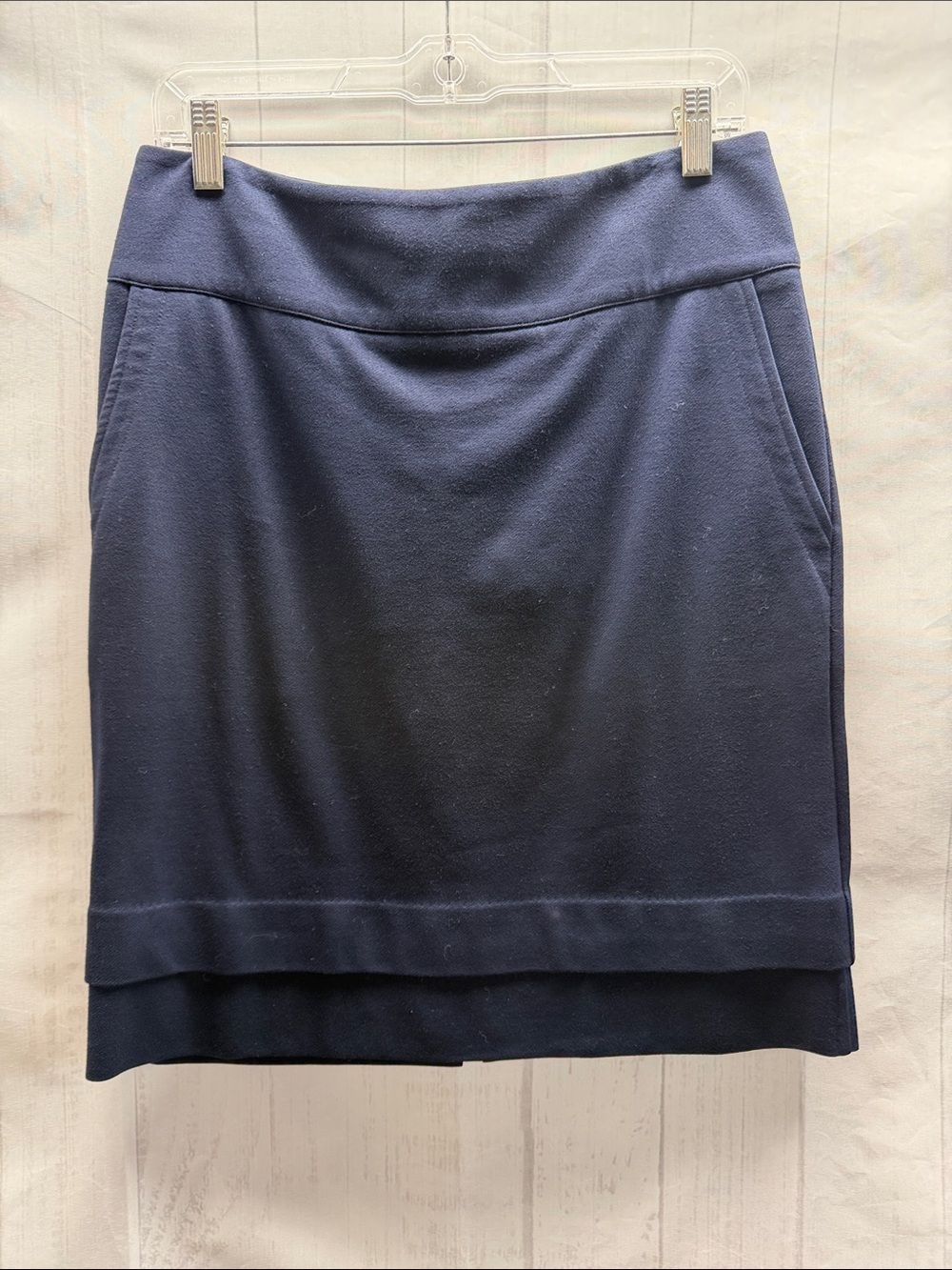 CAbi Navy Blue Lido Knit Tiered Hem Pencil Skirt Style 5051 Size 4